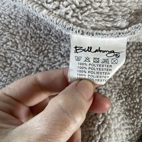 Billabong Jacket Womens Large Gray Sherpa Lined Hooded Button Up Knit Sweater - Picture 8 of 12